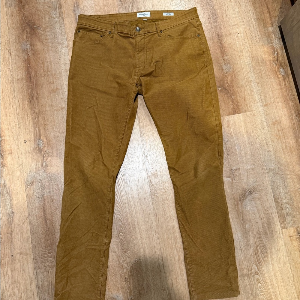 Good fellow slim fit brown cords corduroy pants 38x32